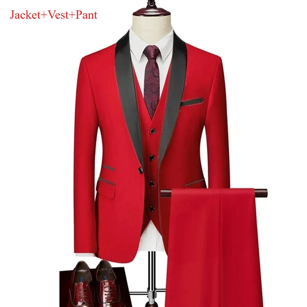 Lapela masculina preto terno conjunto casaco colete calças/negócios padrinhos noivo vestido de casamento fprmal blazer calças
