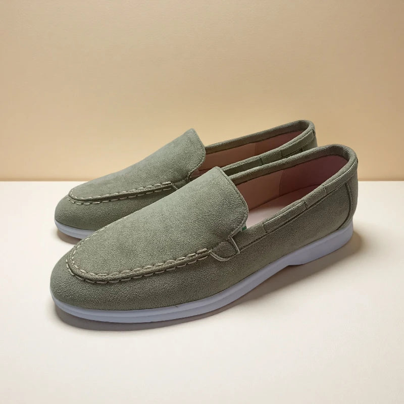 Primavera verão clássico marca camurça mocassins de couro dos homens sapatos casuais luxo respirável deslizamento em sapatos de condução mocassins