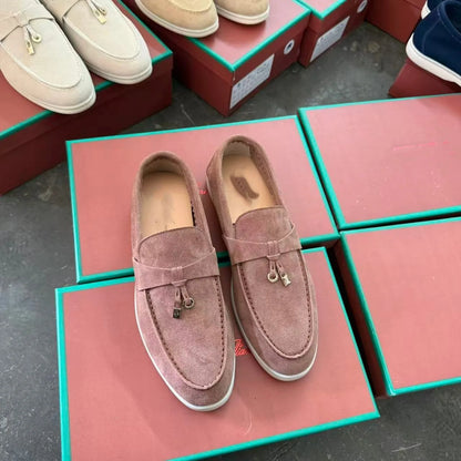 Promoção: Mocassins Femininos de Couro Genuíno Estilo Old Money com Borla e Fivela, Slip On, Casual, Vintage, Sapatos Planos para o Dia a Dia, Y2k
