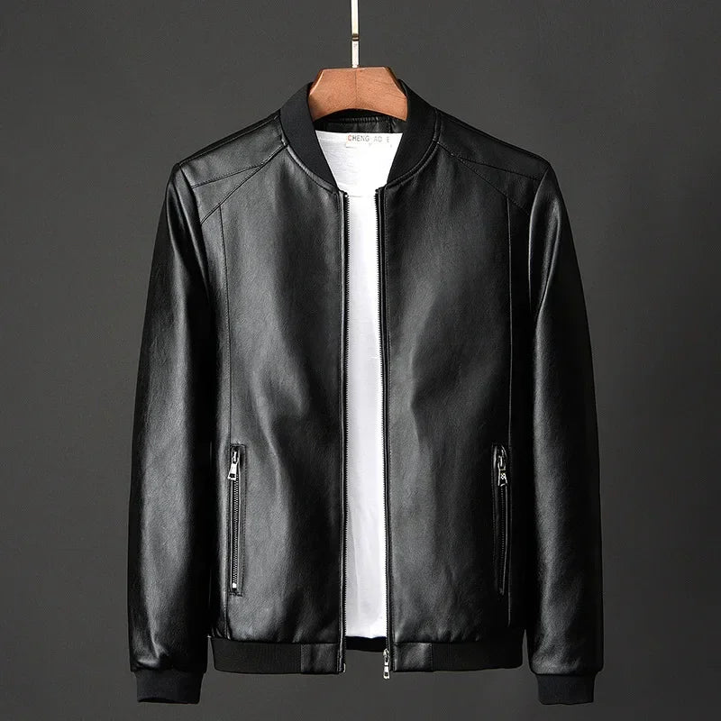 2024 outono novo preto moto biker casacos de couro do plutônio dos homens gola jaquetas de couro casual ajuste estilo punk jaquetas para homem 8xl