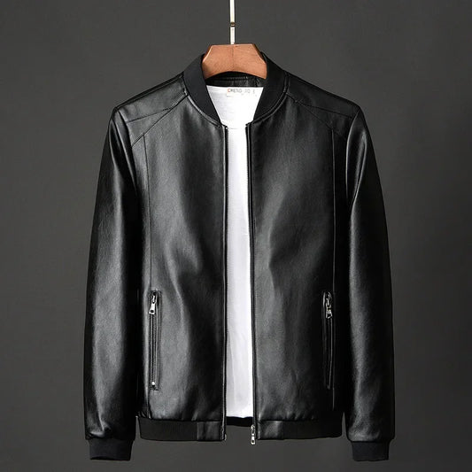 2024 outono novo preto moto biker casacos de couro do plutônio dos homens gola jaquetas de couro casual ajuste estilo punk jaquetas para homem 8xl