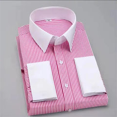 Camisa casual masculina de cor sólida listras xadrez macia e confortável nova camisa de lapela com botão