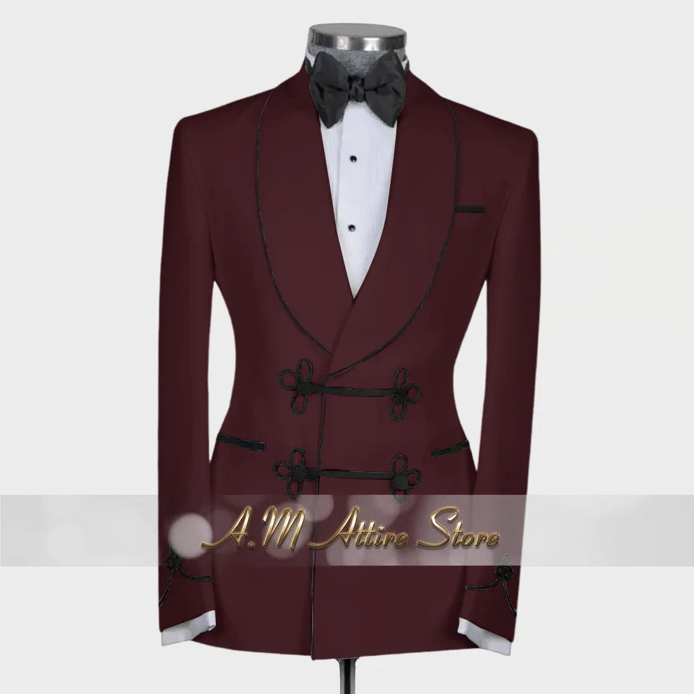 Ternos extravagantes masculinos, conjunto de 2 peças, xale, lapal, botão floral, jaqueta, calças, ajuste fino para casamento, coquetel, bola, jantar, vestido de festa, presentes