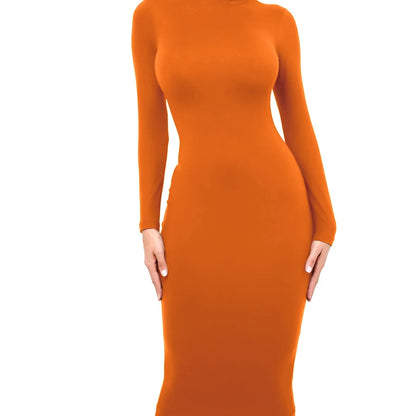 Inverno preto gola alta sexy vestido feminino outono manga longa magro midi boydcon casual azul pelúcia na altura do joelho festa clube