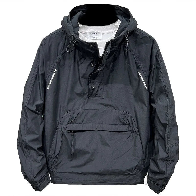 Men's Fashion Long Sleeve Hooded Jacket Casual Outerwear with Zipper Pockets Outdoor Work Jacket Bomber Baseball Jacket