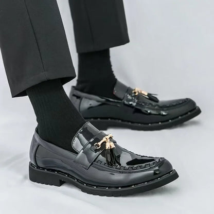 Sapatos masculinos casuais verão brilho ouro vestido de couro patente para homens mocassins de ouro negócios apontou bussiness luxo