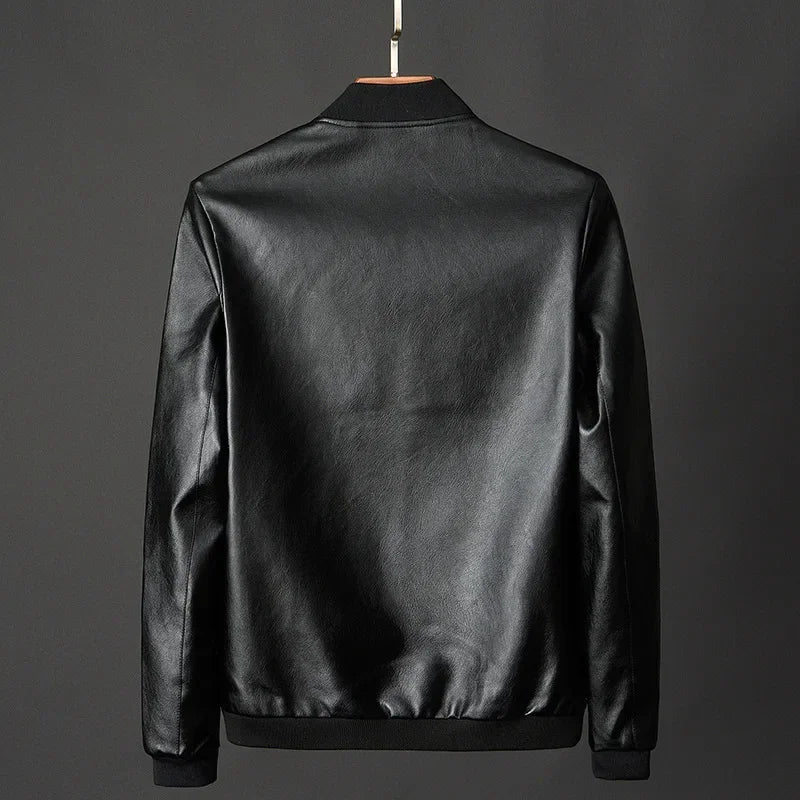 2024 outono novo preto moto biker casacos de couro do plutônio dos homens gola jaquetas de couro casual ajuste estilo punk jaquetas para homem 8xl