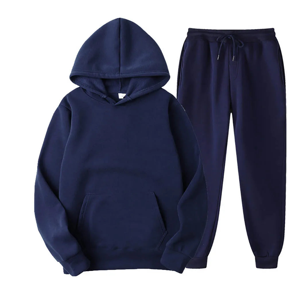 Agasalho masculino com capuz e calças jogger de alta qualidade masculino diário casual esportes moletom com capuz jogging terno