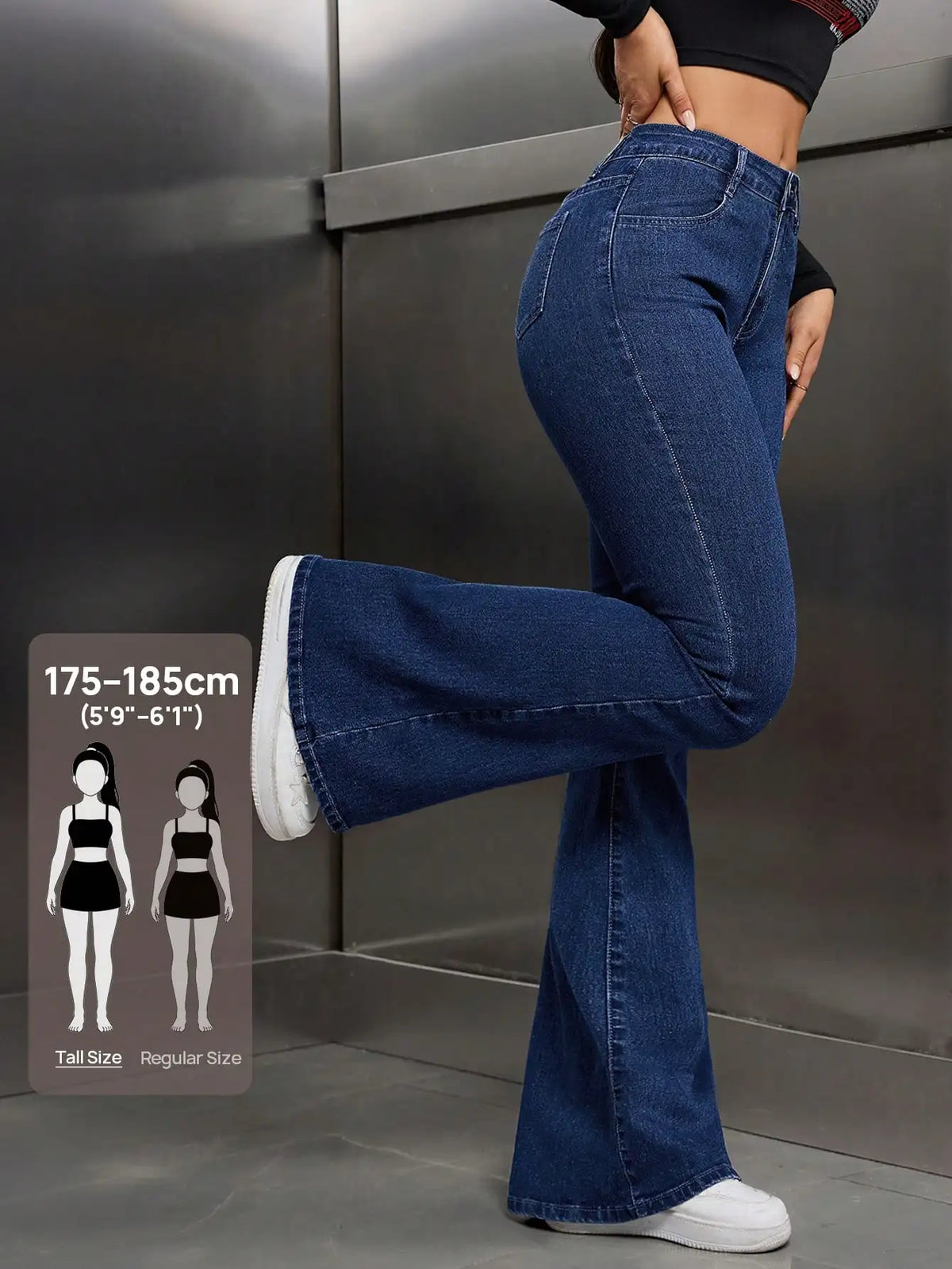 Calças Jeans Casuais Largadas com Bolsos, Versáteis para Mulheres Altas no Estilo Y2K, Calças de Denim Elásticas de Cintura Alta