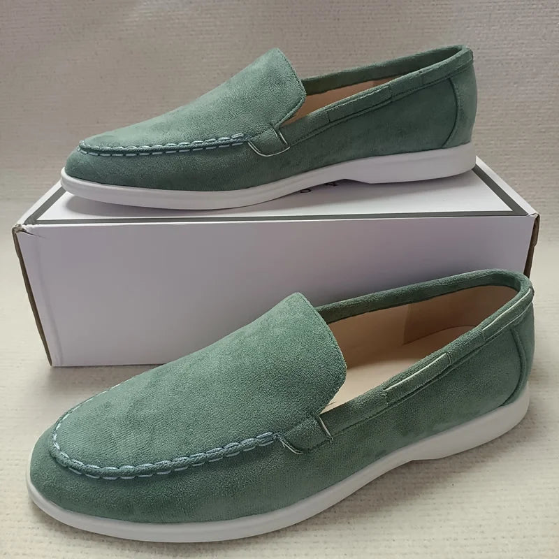 Primavera verão clássico marca camurça mocassins de couro dos homens sapatos casuais luxo respirável deslizamento em sapatos de condução mocassins