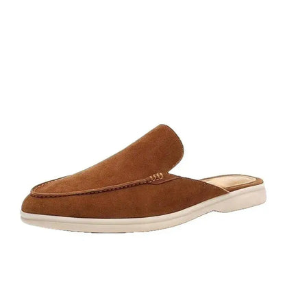 Mules de Camurça Masculinos, Sapatos Casuais Slip-on com Solado Plano, Chinelos Confortáveis para Homens
