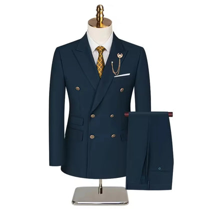 2025 ternos para homens novo estilo (blazer + calças) duplo breasted banquete de casamento/hosting/festa 2 peças blazer calças vestido