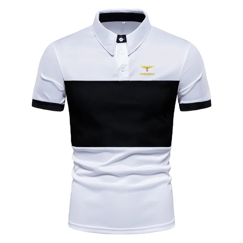 2025 New Men's Fashion Summer Stripe Printing Comfortable and Breathable Polo Shirt Outdoor Leisure Sportswear