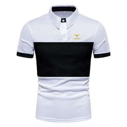 2025 New Men's Fashion Summer Stripe Printing Comfortable and Breathable Polo Shirt Outdoor Leisure Sportswear