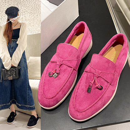 Apartamentos casuais femininos primavera outono nova sola grossa camurça antiderrapante mocassins mulher condução sapatos de plataforma caminhada