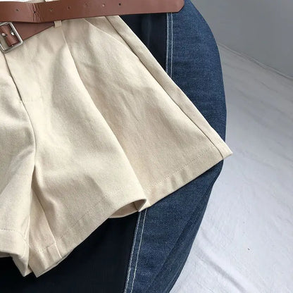 Calções de perna larga feminino cintura alta sólido all-match streetwear casual carga solto ajuste aconchegante chique popular simples básico verão mujer