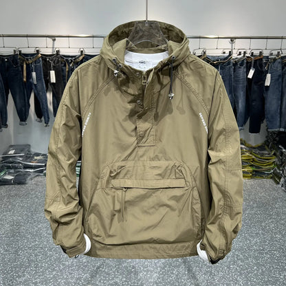 Men's Fashion Long Sleeve Hooded Jacket Casual Outerwear with Zipper Pockets Outdoor Work Jacket Bomber Baseball Jacket