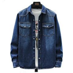 Jaqueta jeans masculina na moda primavera-outono moda puro algodão respirável casual camisa jeans de manga comprida confortável topo masculino