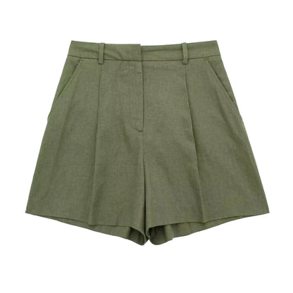 Conjunto Feminino HH de 2 Peças: Colete Slim com Decote em V e Shorts Plissados para Encontros, Moda Casual, Festas, Uso Diário, Férias e Passeios