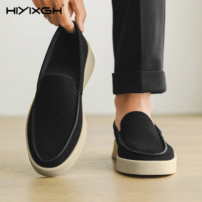 Mocassins masculinos de camurça macia, de alta qualidade, sapatos baixos, leves e confortáveis, para dirigir, verão, sapatos casuais