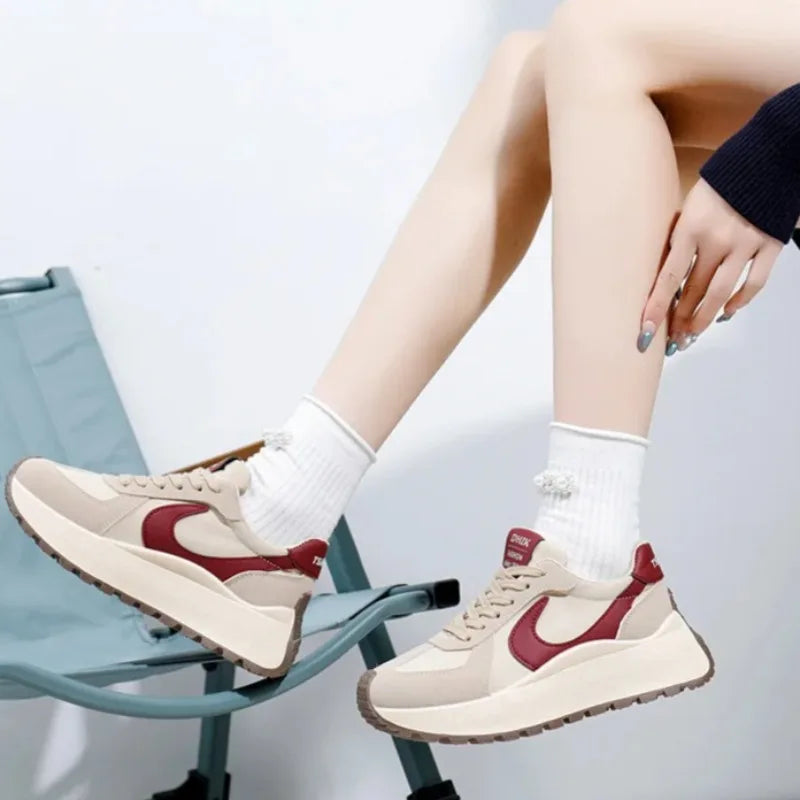 Tênis Chunky Feminino da Moda 2026, com Cadarço, Casual, Confortável, com Sola Macia, para Corrida, Estilo Designer, Zapatillas