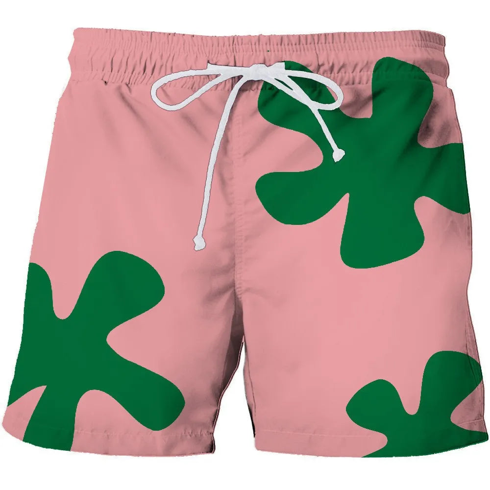 Calção de Banho Havaiano de Secagem Rápida Masculina, Shorts Esportivos para Férias, Estampado 3D Coqueiro, Solto, Moda Verão, 6XL
