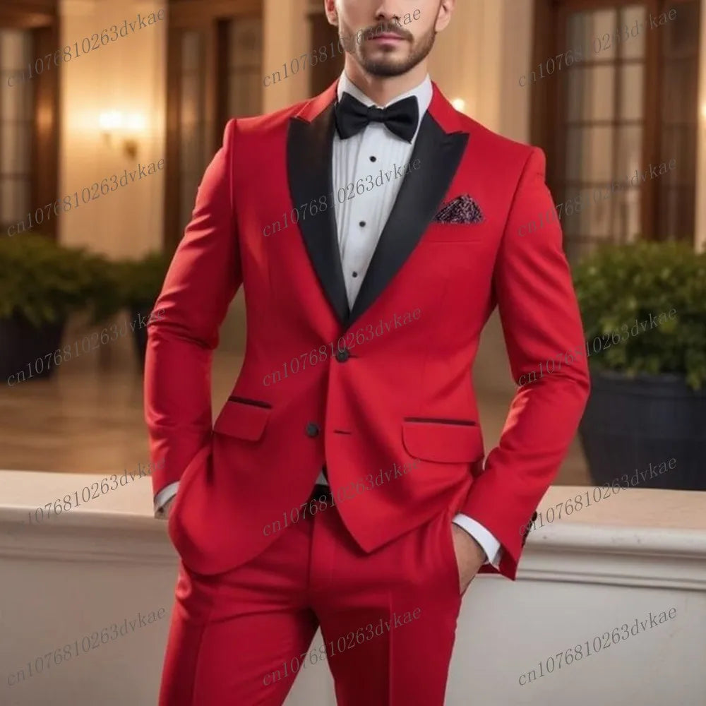 Novo Terno Masculino Branco e Preto para Casamento, Festa, Formatura, Noivo, Padrinho, Ocasiões Formais, Smoking Masculino, Conjunto de 2 Peças, Blazer e Calça