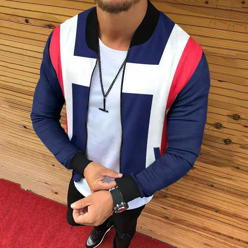 Jaqueta estampada com corte tridimensional masculina, moda casual, comércio exterior, outono e inverno , nova