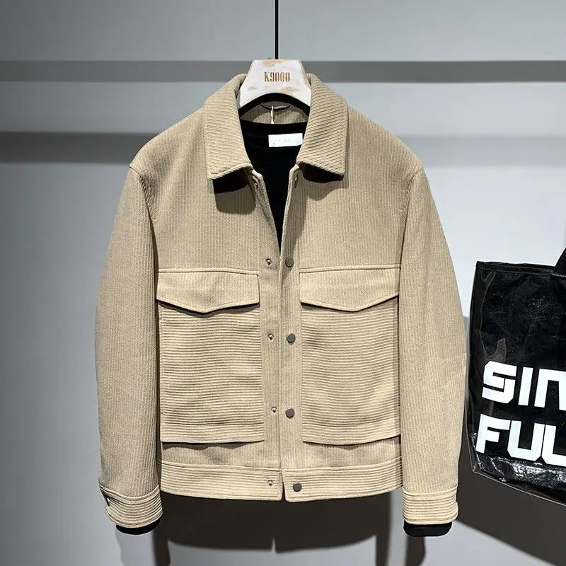 Jaqueta masculina lapela solta e simples jaqueta na moda marca juventude casaco elegante e personalizado topo masculino