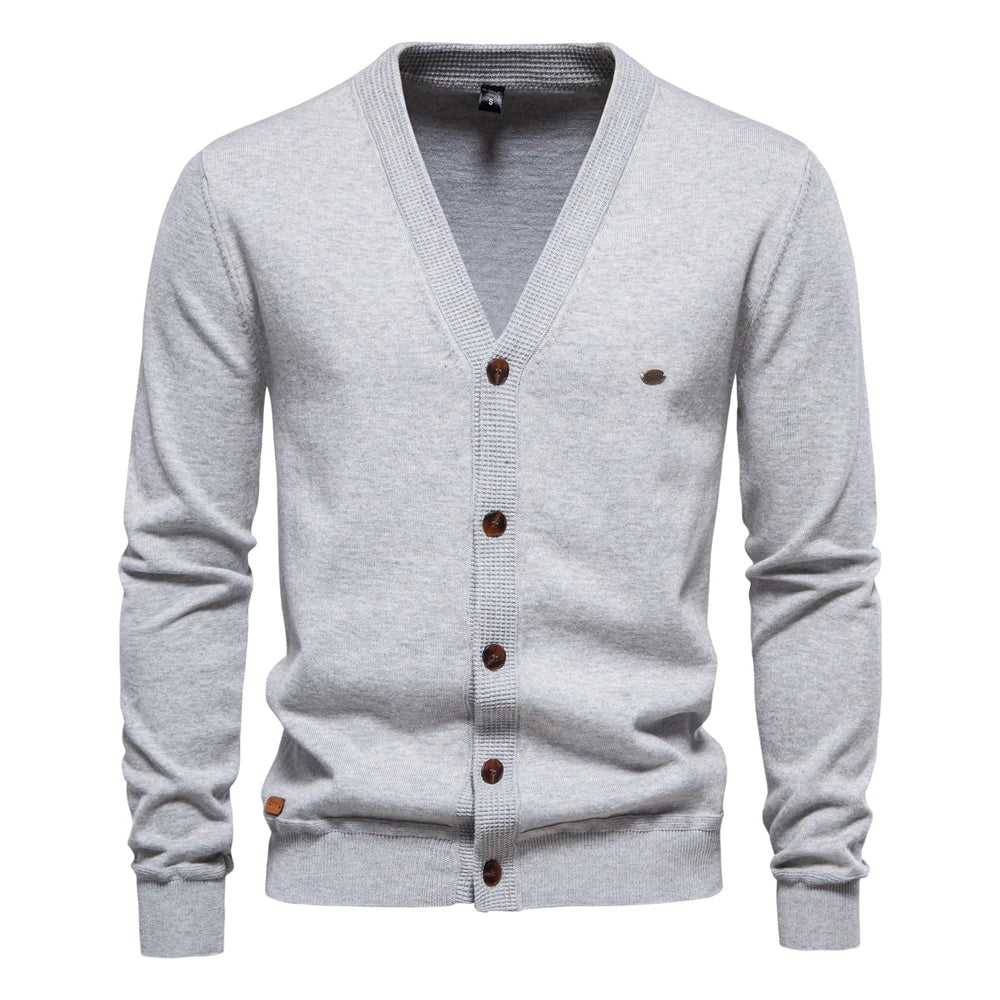 Aiopeson 2024 novo outono algodão cardigan camisola masculina casual único breasted cor sólida de alta qualidade camisola de algodão masculino