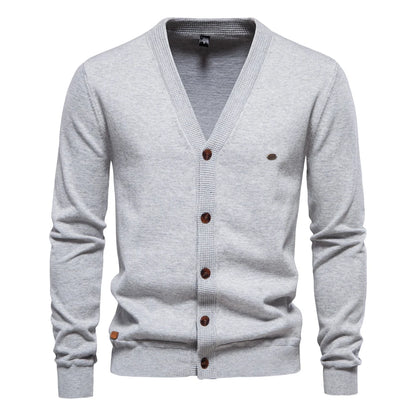 Aiopeson 2024 novo outono algodão cardigan camisola masculina casual único breasted cor sólida de alta qualidade camisola de algodão masculino