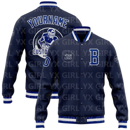 Jaqueta Varsity Personalizada Preta e Branca com Botões, Jaqueta de Baseball