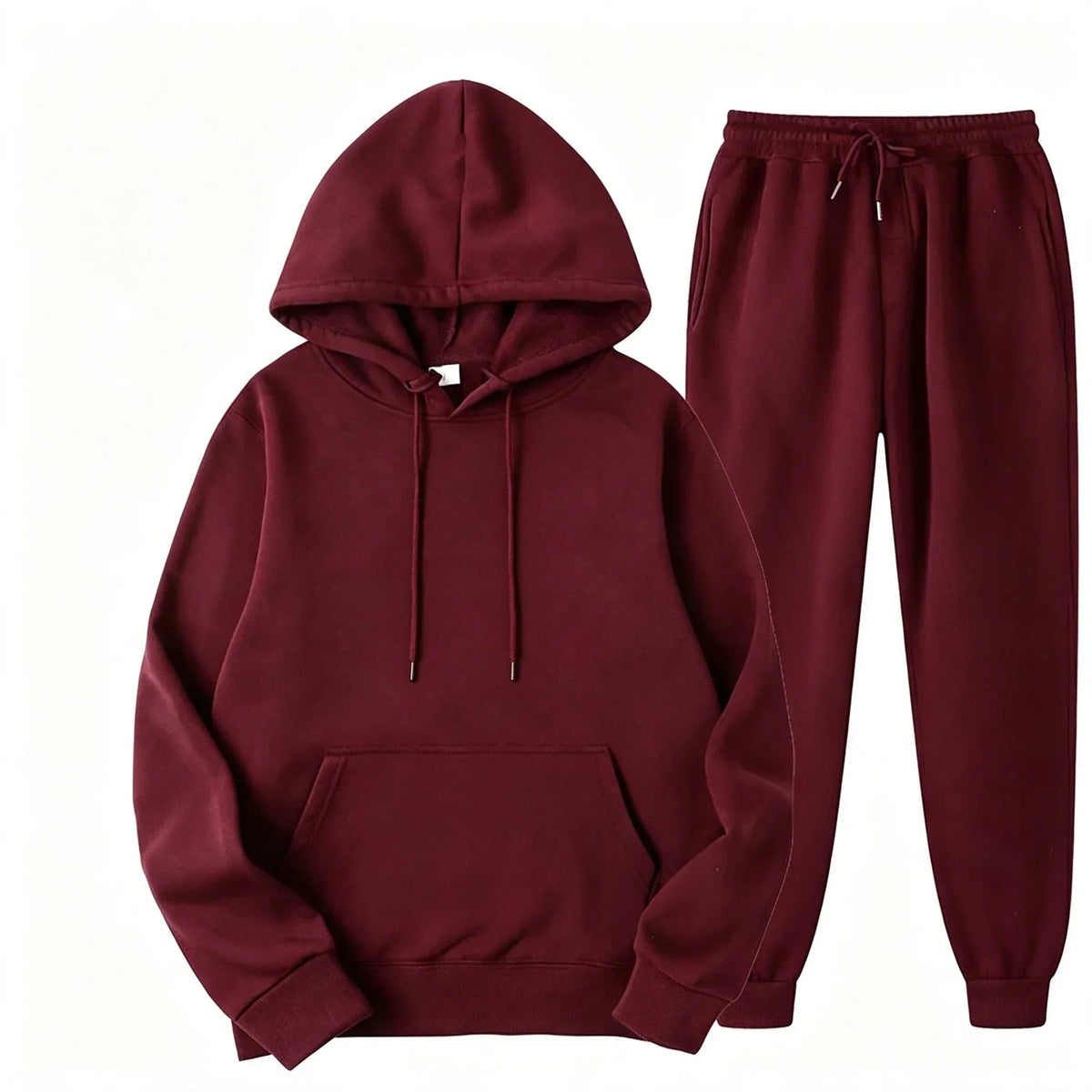 Conjunto de fato de treino masculino, 2 peças: camisola com capuz e calças com cordão, roupa de desporto para homem e mulher, ideal para corrida e atividades desportivas no outono.