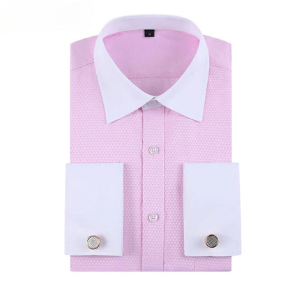 Quality French Cufflinks Shirt Men's Long Sleeve Tuxedo Male Brand Slim Fit White Button Cuff Social Men Dress Shirts
