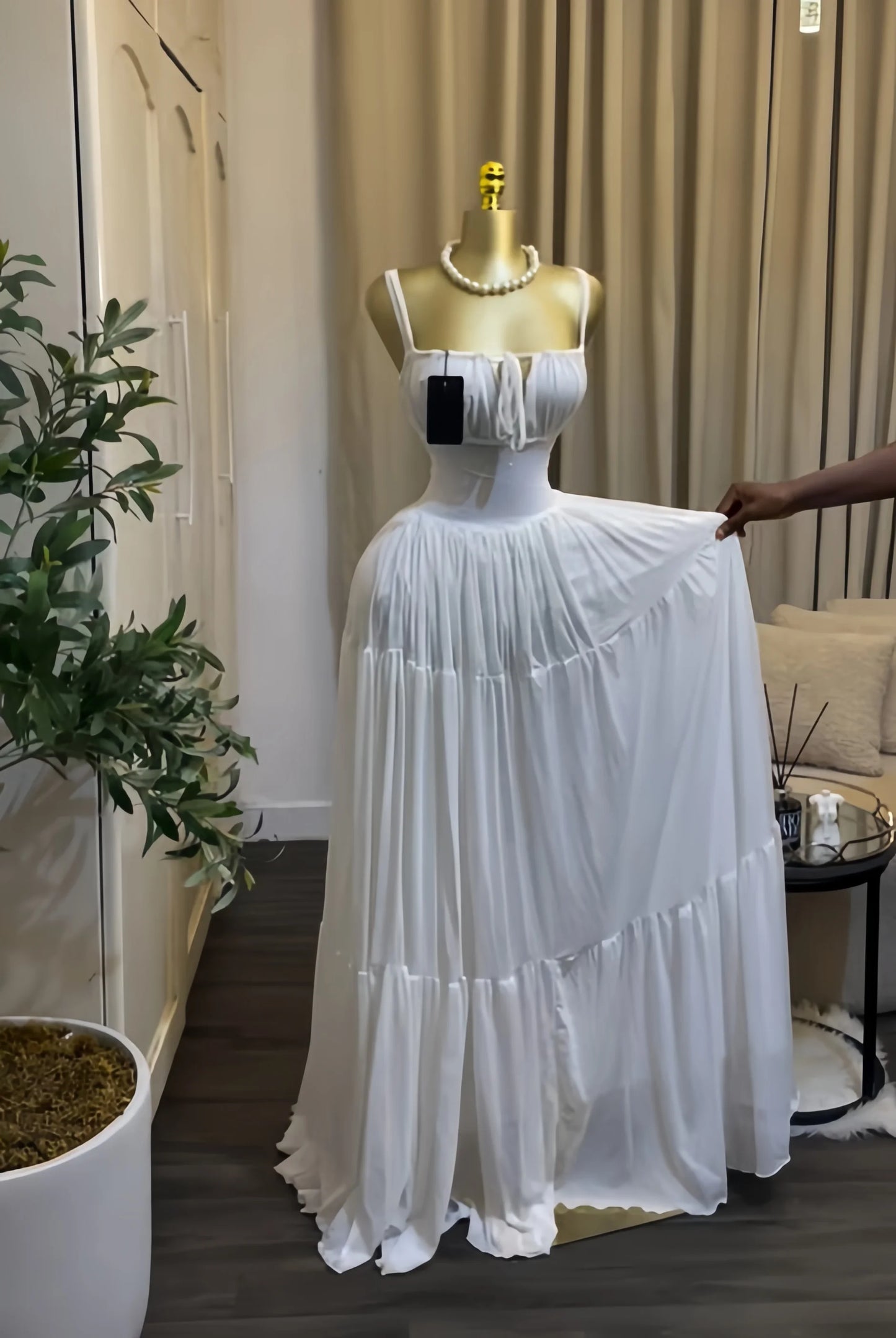 CM.YAYA 2026 Novo Vestido Longo Maxi Feminino Halter Sem Alças para Verão, Festa, Aniversário, Praia, Sexy, Férias