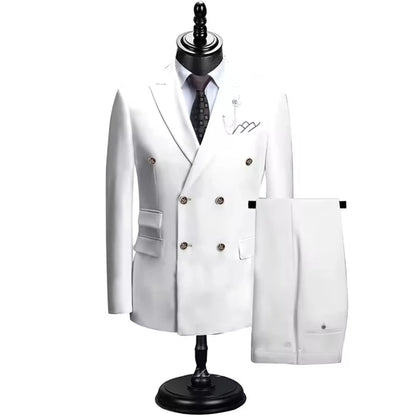 2025 ternos para homens novo estilo (blazer + calças) duplo breasted banquete de casamento/hosting/festa 2 peças blazer calças vestido
