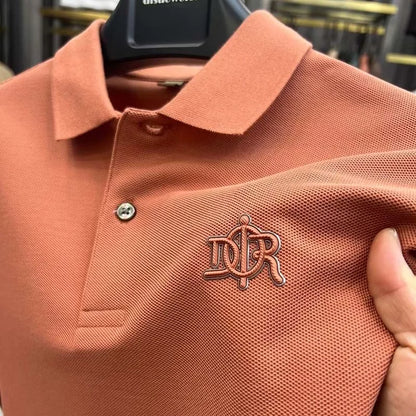Camisa polo de manga curta para homens, 100% algodão, high-end, respirável, marca de luxo, bordado, moda, verão, 2024