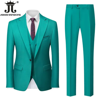 Conjunto de Terno Masculino de 3 Peças (Blazer + Colete + Calça) Tamanhos EUA XXS-3XL, Cor Sólida, Estilo Boutique, para Negócios Oficiais, Casamentos e Festas