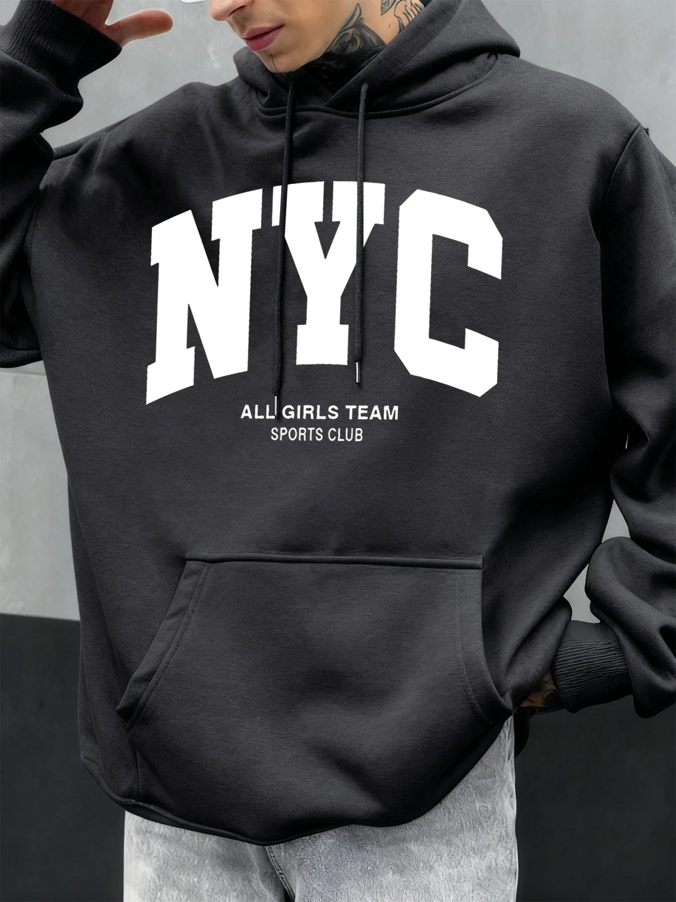 New York City Letter Eye-Catching Printed Man Hoodies Soft Casual Hoody Autumn Sportswear Fleece Hip Hop Tops Fashion Clothing