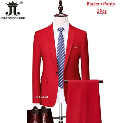 M-6XL 15 Cores (Jaqueta+Colete+Calças) Trajes Formais para Escritório Masculinos Vestido de Casamento para Noivos Vestido de Festa Terno de Cor Sólida