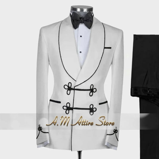 Ternos extravagantes masculinos, conjunto de 2 peças, xale, lapal, botão floral, jaqueta, calças, ajuste fino para casamento, coquetel, bola, jantar, vestido de festa, presentes