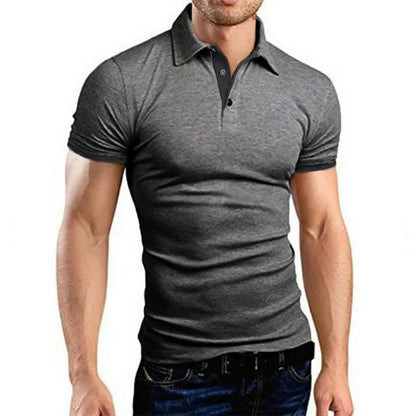 Camisa polo masculina de manga curta, corte slim casual, com blocos de cores, estilo inglês streetwear. Moda masculina.