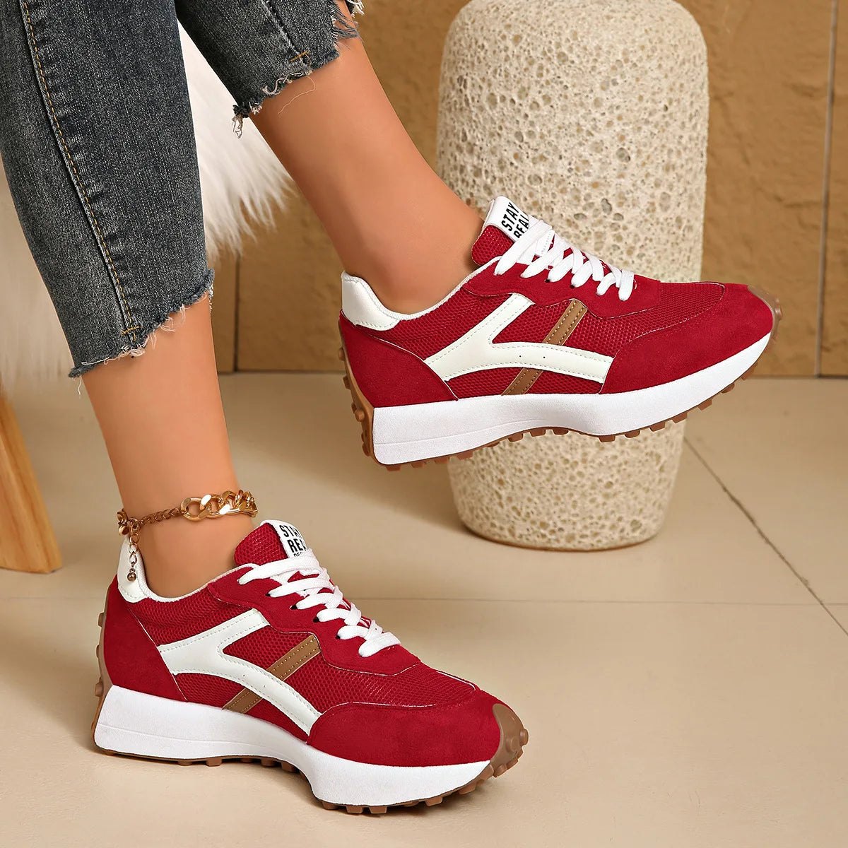 Novos Tênis Femininos 2026: Tênis Esportivo Casual de Primavera com Cadarço, Plataforma de Luxo e Antiderrapante para Corrida - Zapatos de Mujer