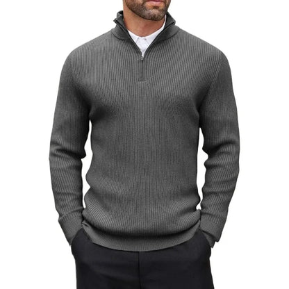Outono masculino quarto zip pulôver vestido fino camisola mock pescoço suéteres casuais manga longa pullovers outerwear inverno quente topos