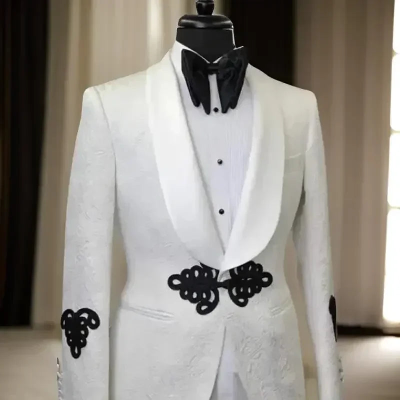 2 pçs ternos florais para homens baile de formatura com botões de árvore de natal casamento noivo smoking fino ajuste jaqueta com calças estilo africano 2025