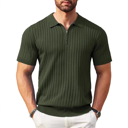 Camisa polo masculina casual de manga curta, luxo, moda verão, respirável, cor sólida, camisa de malha, camiseta masculina