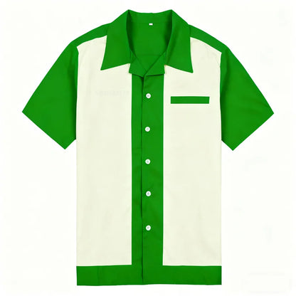 Camisa casual masculina de manga curta com lapela de boliche, camisa esportiva diária, roupas de clube confortáveis e respiráveis, entrega rápida