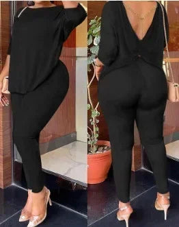 Conjunto de 2 Peças Europea Outono: Calça Yoga Casual Estampada de Cintura Alta e Elástica Sem Costura + Blusa Feminina