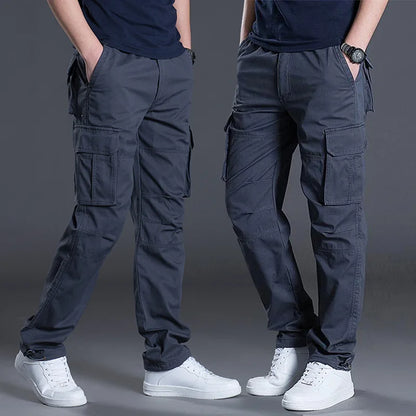 Calças de carga masculinas verão primavera algodão trabalho wear novo em tamanho grande 6xl casual escalada joggers sweatpants hombre outono