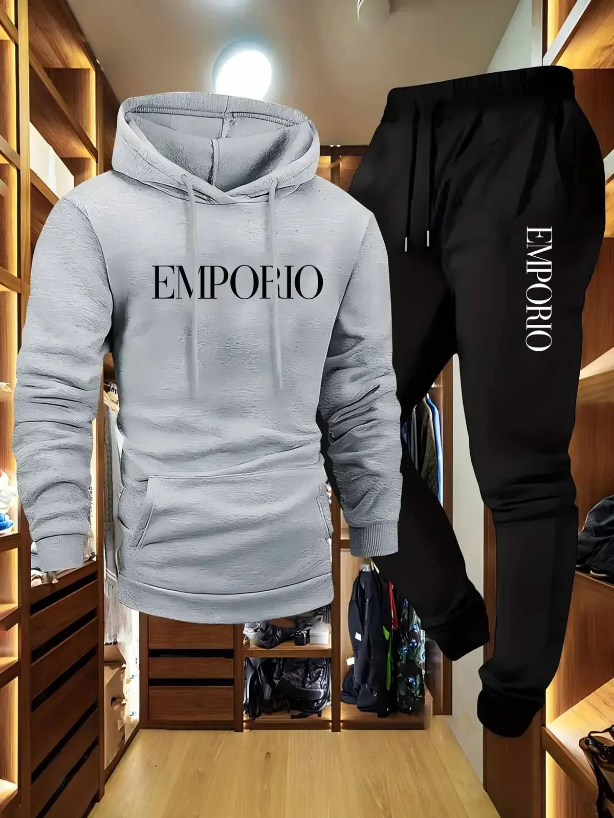 Conjunto de agasalho de cor sólida masculino, moletom quente de inverno com capuz e corredores, roupa casual streetwear, roupas atléticas de treino de ginástica